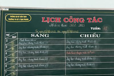 LỊCH CÔNG TÁC TUẦN 22